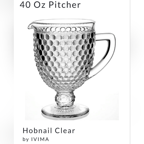 Vntg 40oz Ivima Clear Hobnail / Bubbles Pitcher - Picture 2 of 9